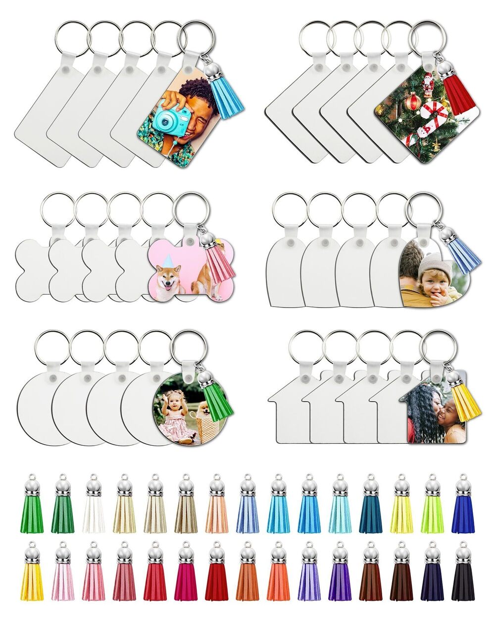 1067 120 Pcs Sublimation Keychain Blanks Bulk, MDF DIY 6 Shape Blank